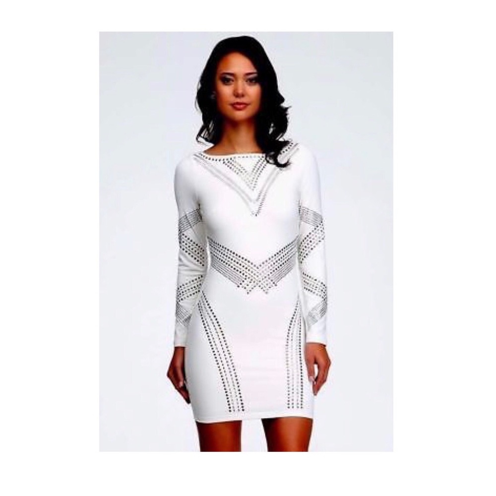White Bebe long sleeve dress in medium